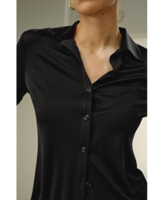 Basic Slim Silk Jersey Shirt