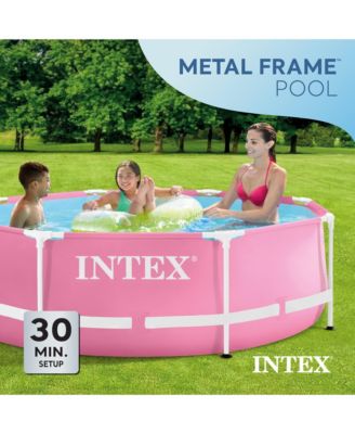 28290EH 8ft x 30in Round Metal Frame Above Ground Swimming Pool, Pink