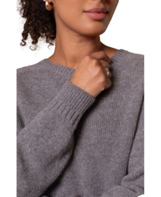 Women's Boxy Saddle Shoulder Crew Neck Sweater
