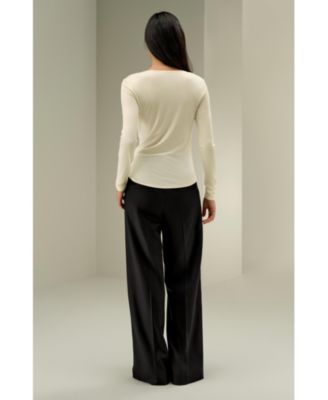 Women's Scoop-Neck Pure Silk Slim Fit Top