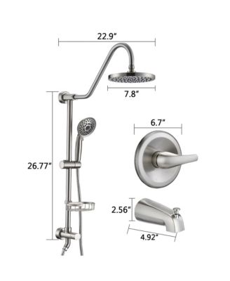Shower Head with Handheld Shower System with 8" Rain Shower Head with Tub Spout Rough-in Valve Included