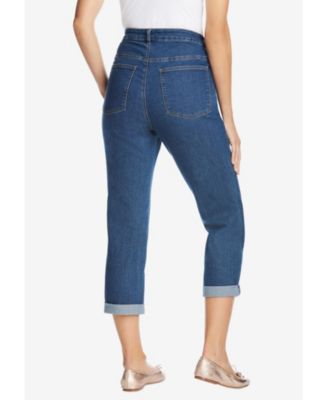 Plus Size Tall Stretch Denim Five-Pocket Girlfriend Jeans