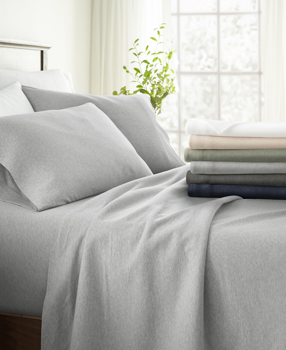 Ienjoy Home Jersey Cotton 4-pc. Sheet Set, King In Gray
