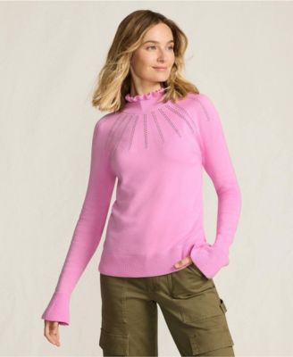 Women's Cotton Pointelle Turtleneck Sweater