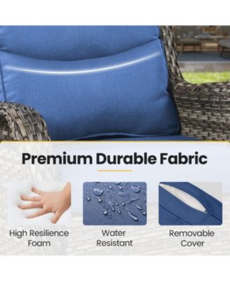 LunaCurve Wicker 3-Piece Outdoor Swivel Glider Set Outdoor Conversation Set with 5 in. Thick Cushions