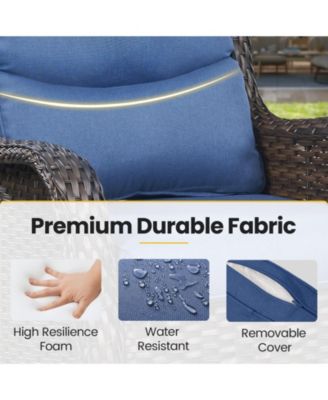 LunaCurve Wicker 3-Piece Outdoor Swivel Glider Set Outdoor Conversation Set with 5 in. Thick Cushions