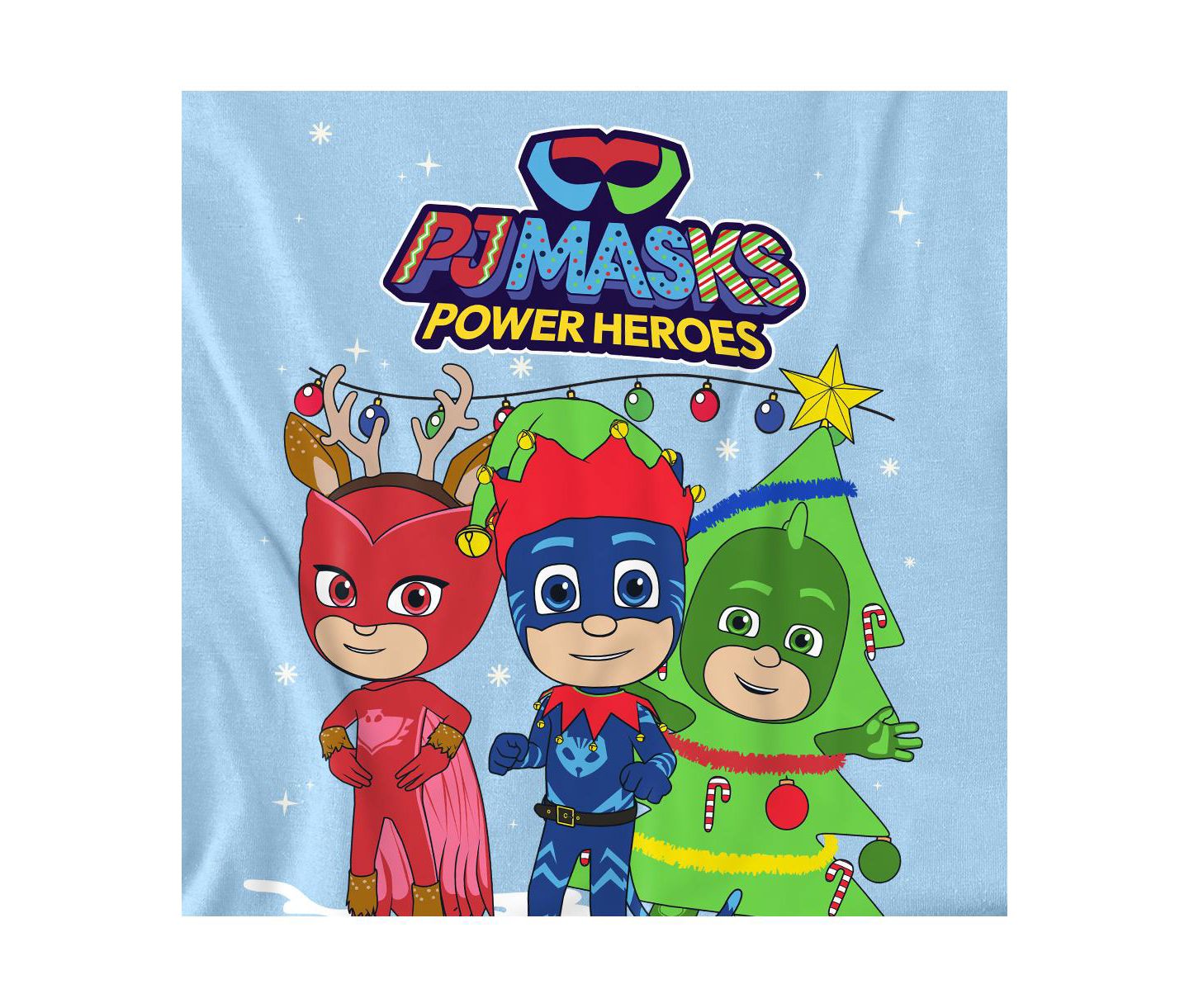 Мужская футболка Hasbro+ Pj Masks Christmas Heroes, Catboy, Owlette and Gekko, цвет: Светлый синий — фото 2