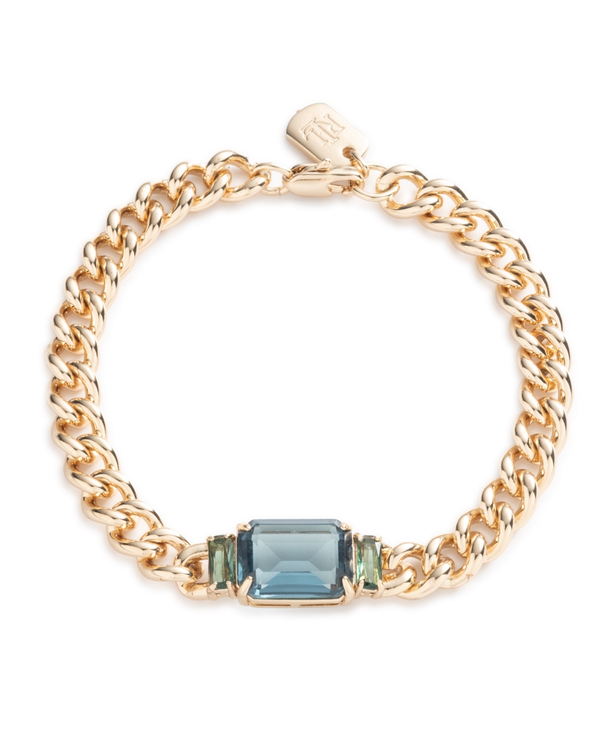 Ralph Lauren Gold-tone Curb Flex Bracelet In Blue