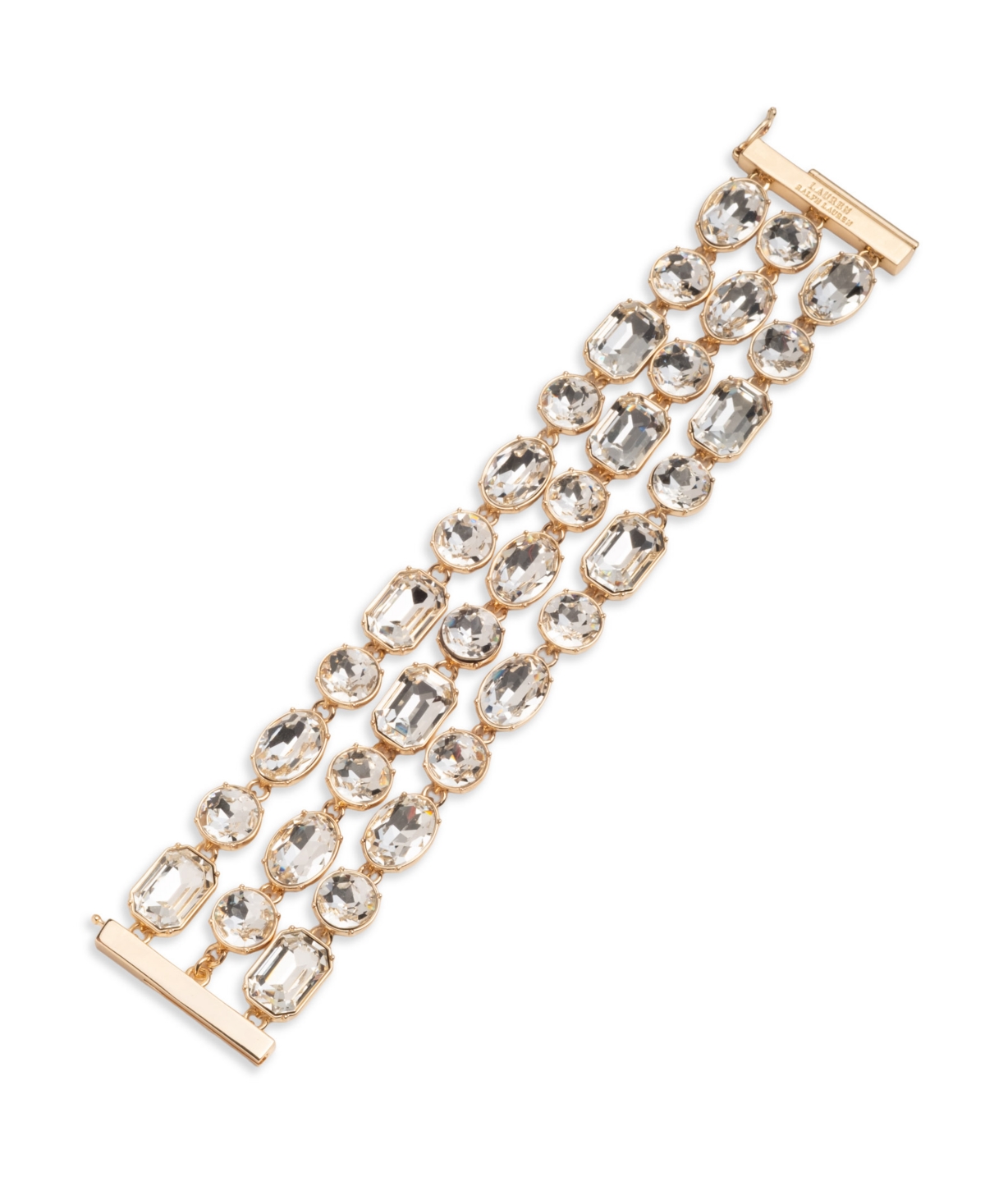 Ralph Lauren 3-row Glass Stone Gold-tone Flex Bracelet In Gold