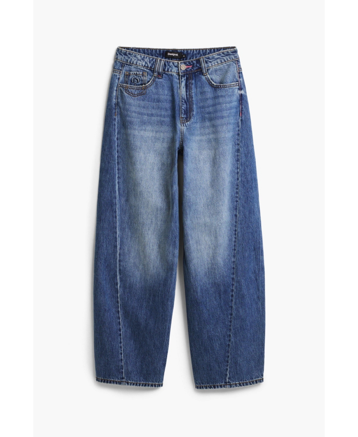 Desigual Hight Waist Barrel Legs Jeans In Blue