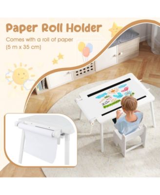 Sensory Table & Chair Set for Kids 2-8 with Foldable Bins for Sand/Water & Paper Beige