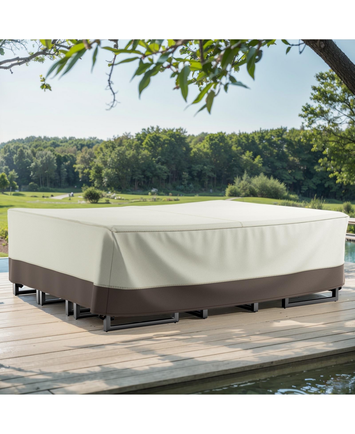 Gymojoy High-Quality 600D Oxford Fabric Outdoor Furniture Cover With Handles and Storage Bag Gray/Brown Beige