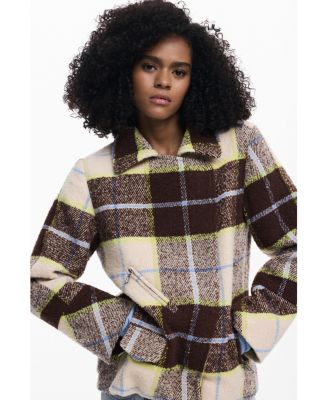 Women's Checked short double-breasted coat