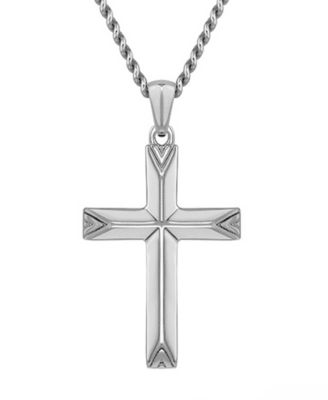 Vincero Mens Silver Cross Pendant Necklace in Stainless Steel 22 - Silver 95$