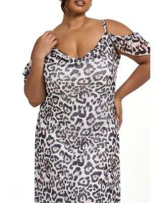 Women's Off The Shoulder Leopard Maxi Dress