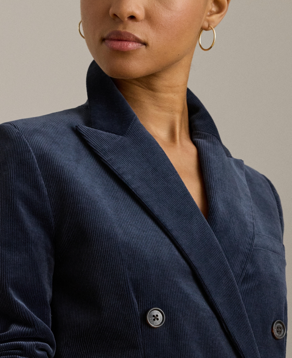 Ralph Lauren Women's Double-breasted Corduroy Blazer In Blue