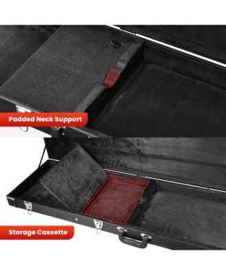 Electric Bass Guitar Hard Case Wooden Hard Shell & Folding Guitar Floor Stand