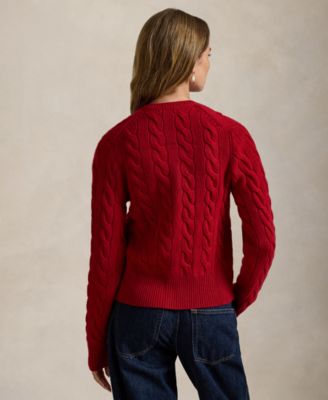 Women's Cable-Knit Wool-Cashmere Cardigan Sweater