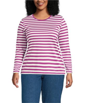 Plus Size Relaxed Supima Cotton Long Sleeve Crew Neck T-Shirt