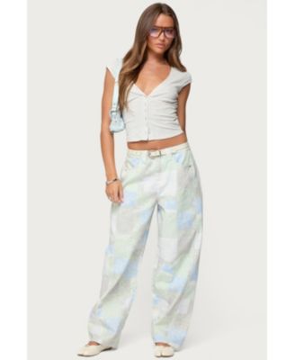 Women's Patchwork Low Rise Baggy Jeans