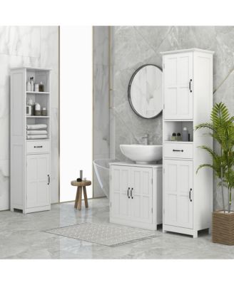 Bathroom Cabinet with Space-Saving Construction for Towels and Storage