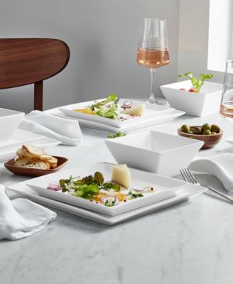 Whiteware Square 12-Pc. Dinnerware Set, Service For 4