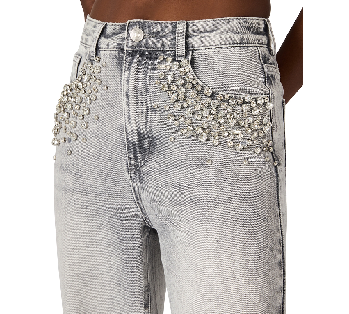 Steve Madden Women's Eras Crystal Embellished Straight Leg Jeans