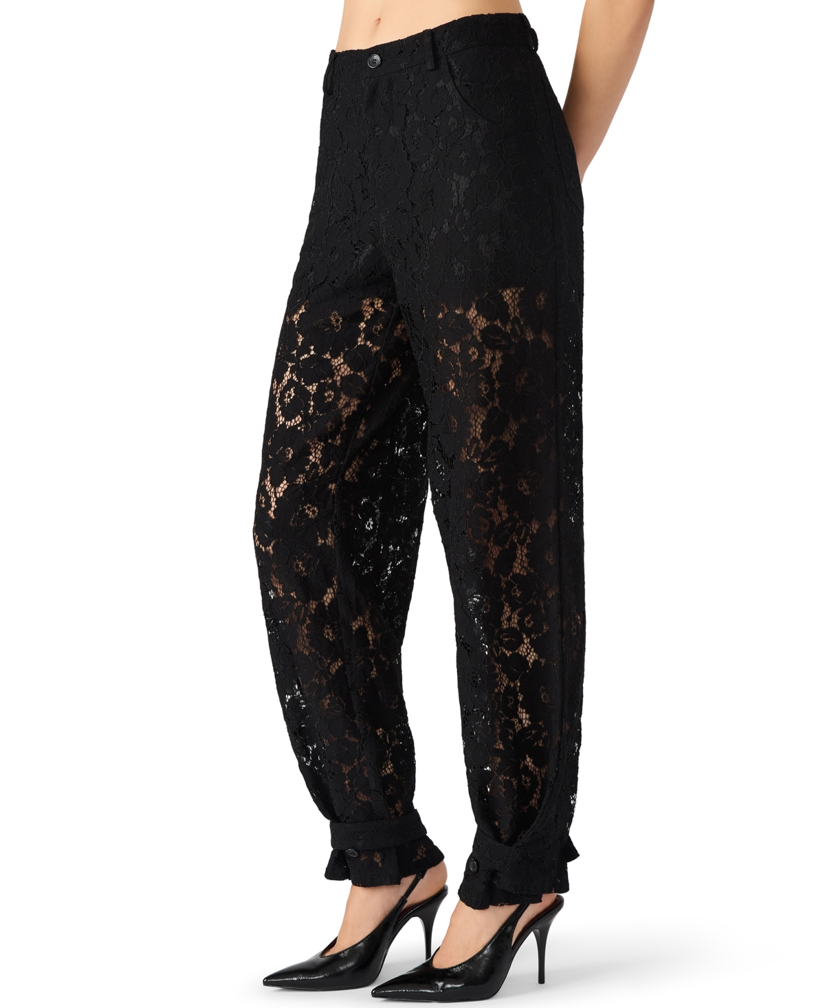 Steve Madden Women's Mid-rise Seamed Ankle Straps Pants In Black
