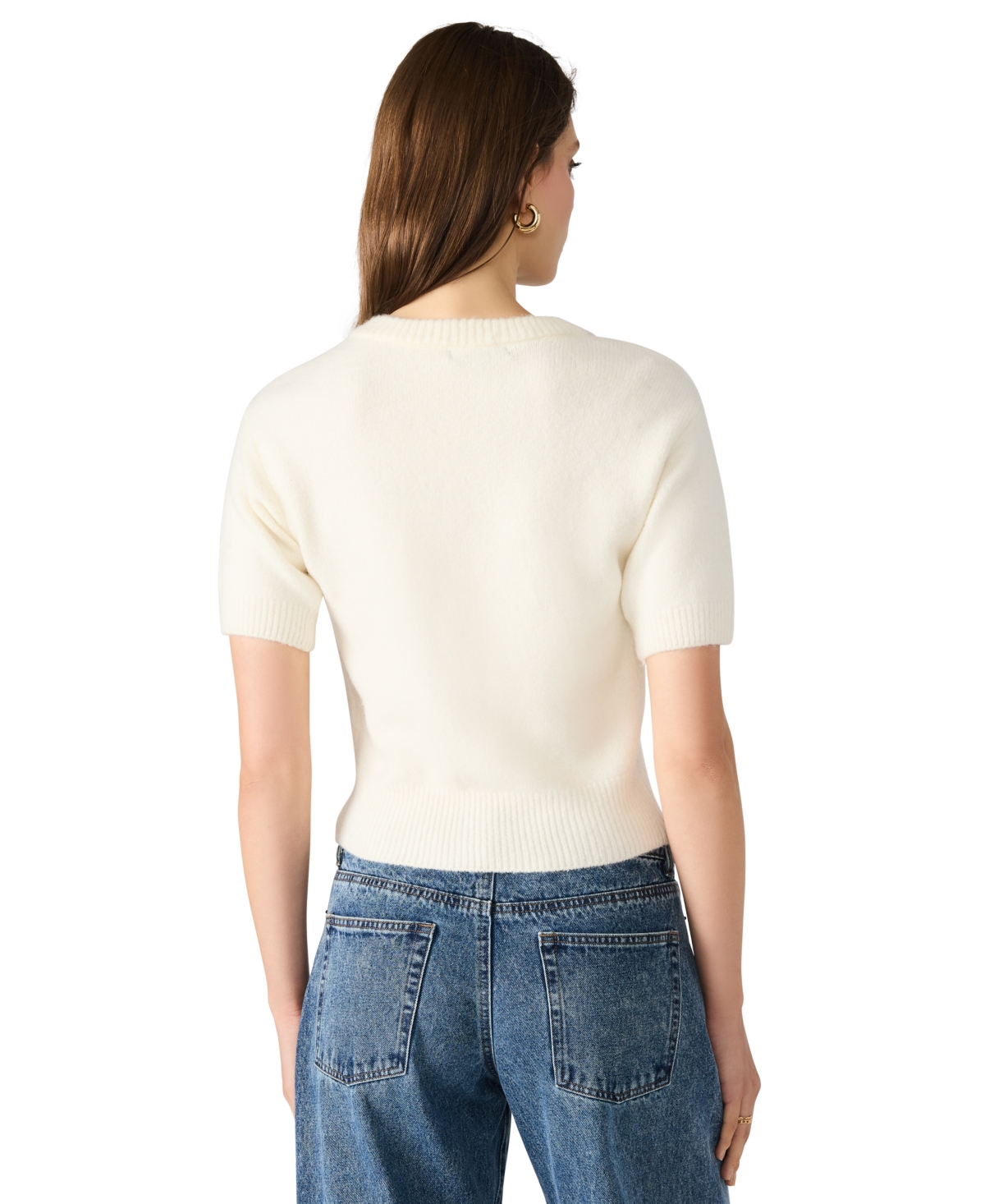 Steve Madden Sereia Tie Front Crop Cardigan In White