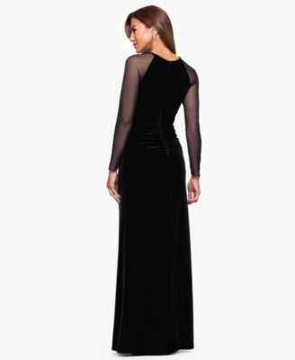 Betsy and Adam Women's Velvet Long Keyhole Neck Dress