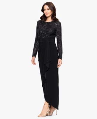 Betsy and Adam Women's Long Sleeve Sequined Dress