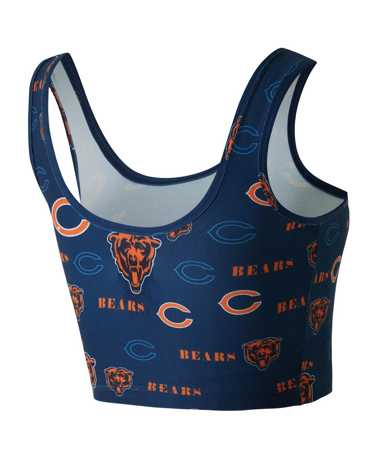 Concepts Sport Women's Navy Chicago Bears Mosaic Allover Print Bralette In Blue