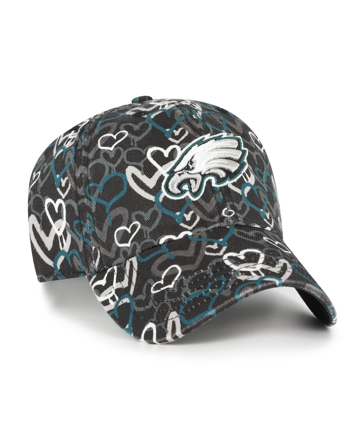 47 Brand Big Girls Black Philadelphia Eagles Mural Clean Up Adjustable Hat In Black