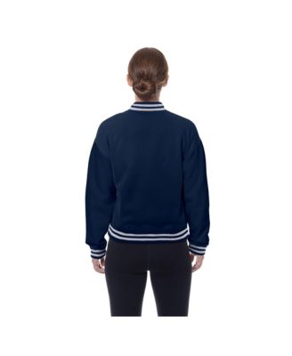 Women's Navy Houston Texans Throwback Fleece Full-Snap Jacket