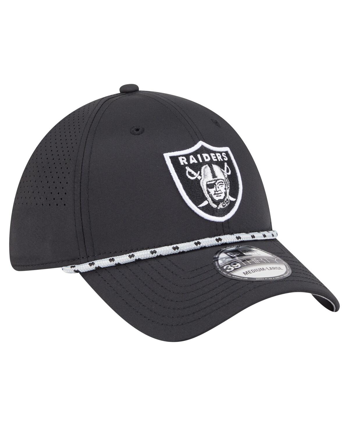 New Era Men's Black Las Vegas Raiders Perforated 39thirty Flex Hat In Gray