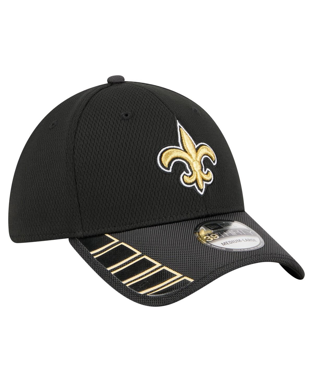 New Era Men's Black New Orleans Saints Visor Hit 39thirty Flex Hat In Black