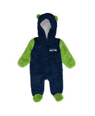 Baby Boys and Girls College Navy Seattle Seahawks Stay Napping Fleece Bunting Full-Zip Sleeper