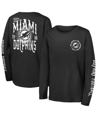 Outerstuff - Big Boys and Girls Black Miami Dolphins Rumble Long Sleeve T-Shirt