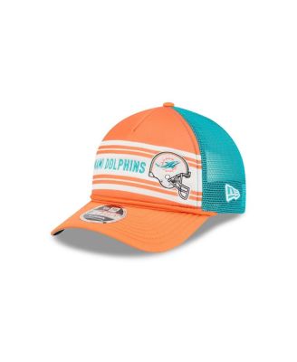New Era - Men's Orange Miami Dolphins Linear A-Frame 9FORTY Adjustable Hat