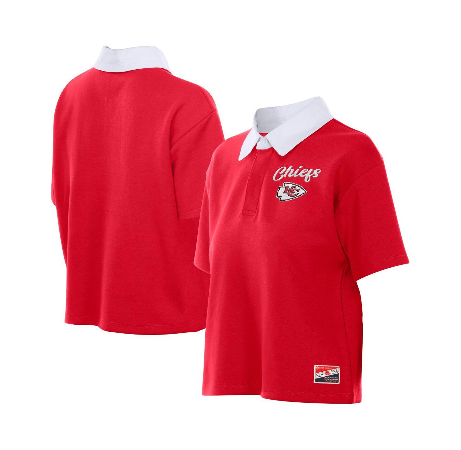 Women's Red Kansas City Chiefs Throwback Boxy Cropped Polo Shirt