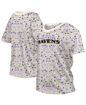 New Era - Women's Cream Baltimore Ravens Glam Game Floral T-Shirt