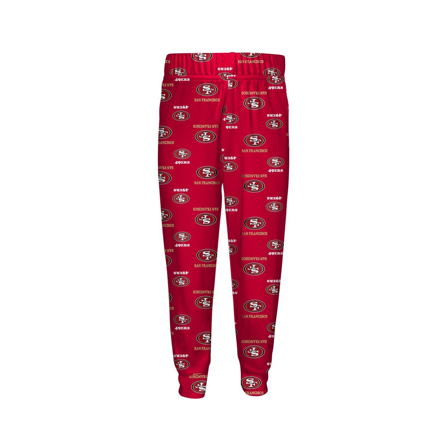 Детские пижамы Outerstuff Big Boys and Girls 2-Piece Scarlet San Francisco 49ers All-Over-Print Long Sleeve T-Shirt and Pants Sleep Set — фото 2