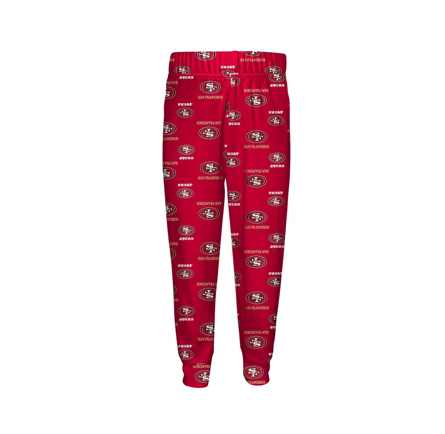 Big Boys and Girls 2-Piece Scarlet San Francisco 49ers All-Over-Print Long Sleeve T-Shirt and Pants Sleep Set