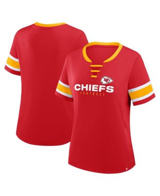 Fanatics - Women's Red Kansas City Chiefs Plus Size Red Zone Athena Lace-Up V-Notch Neck T-Shirt
