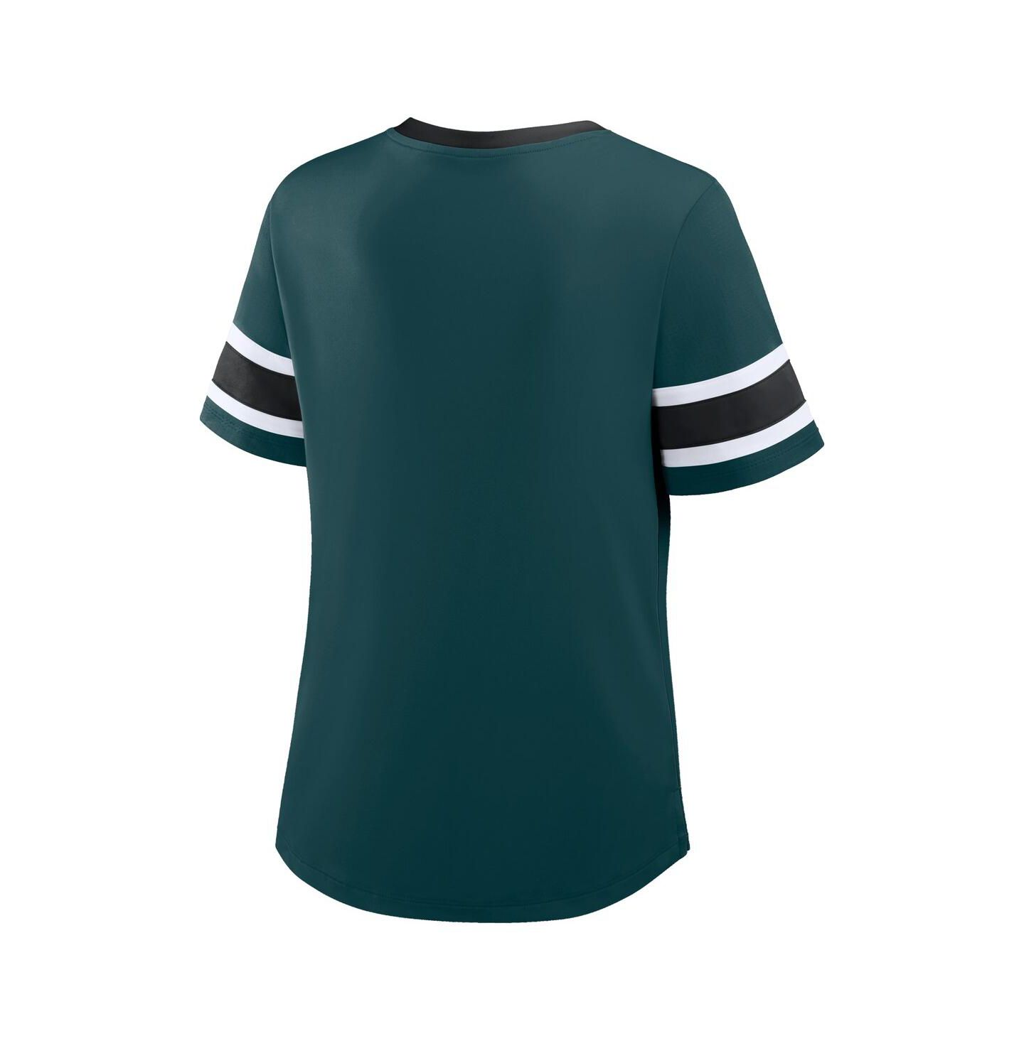 Женская футболка Fanatics Midnight Green Philadelphia Eagles Plus Size Red Zone Athena Lace-Up V-Notch Neck — фото 2