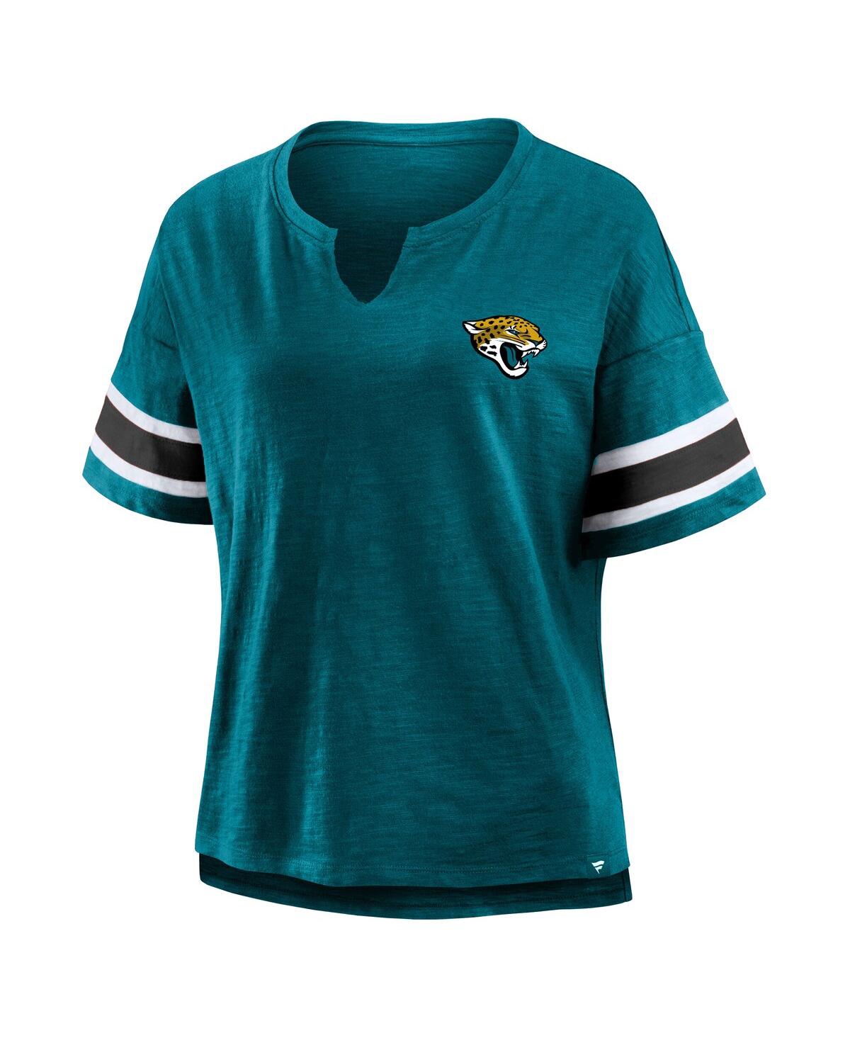 Fanatics Women's Teal Jacksonville Jaguars Plus Size Redzone Notch Neck T-shirt In Blue