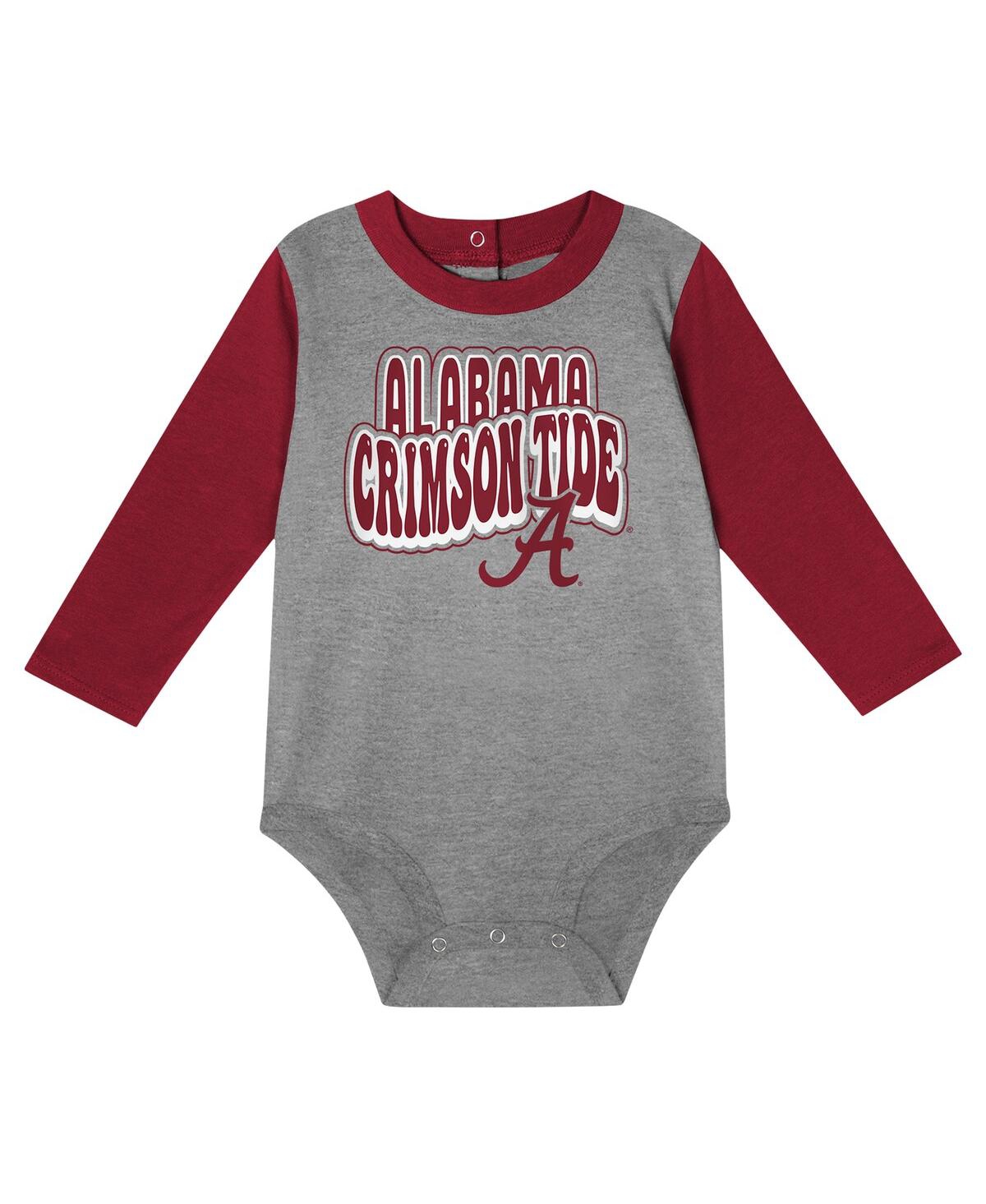 Outerstuff Baby Boys And Girls Alabama Crimson Tide Double Up Long Sleeve Bodysuit Pant Set In Red