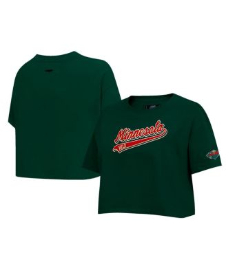 Pro Standard - Women's Green Minnesota Wild Boxy Script Tail Cropped T-Shirt