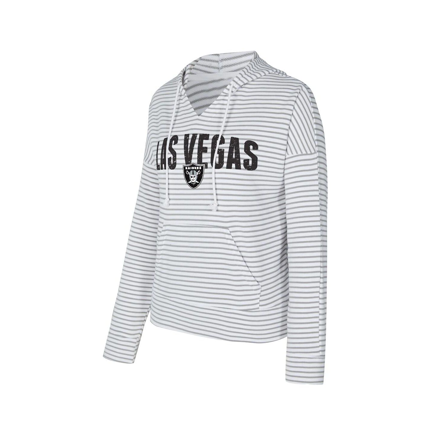 Женское худи Concepts Sport White/Gray Las Vegas Raiders Liftoff Striped V-Neck — фото 3
