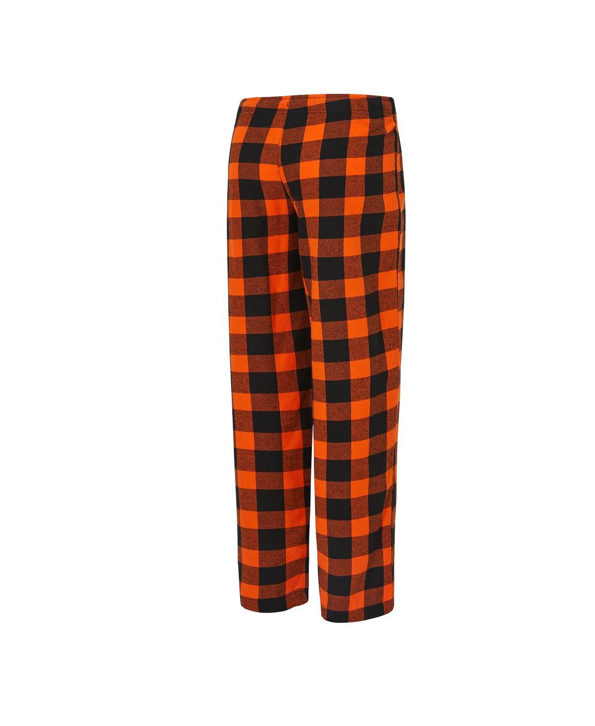 Concepts Sport Women'sâ Black, Orange Cincinnati Bengals Avondale T-shirt Pants Flannel Pj Set In Multi